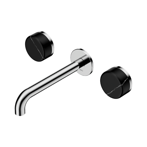 Serenity Wall Basin Set 220mm Spout With Marquina Black Handle Chrome