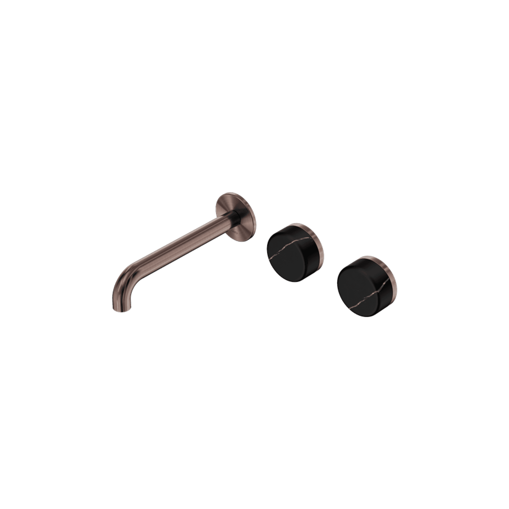 Serenity Wall Basin Set 185mm Offset Spout With Marquina Black Handle Brushed Bronze
