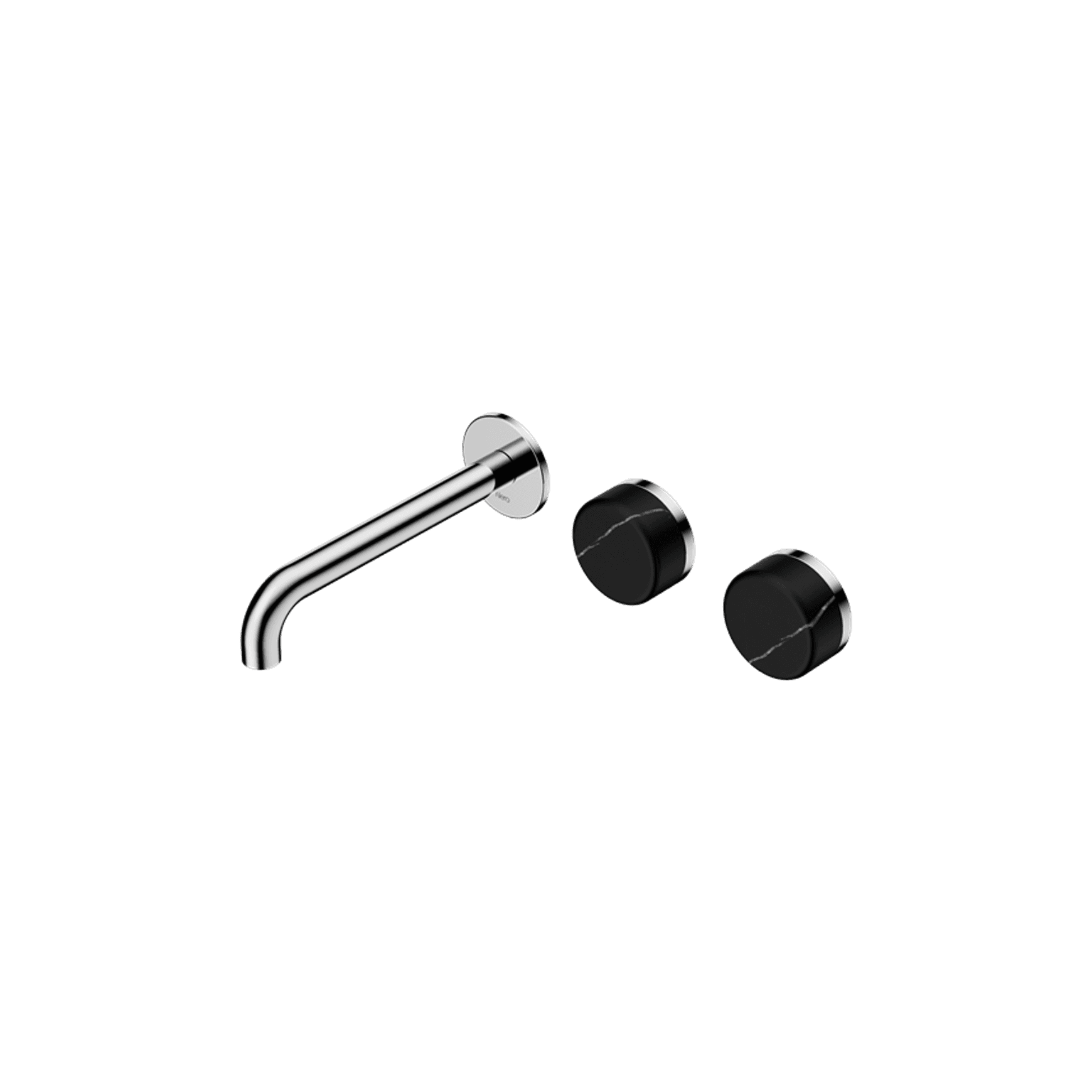 Serenity Wall Basin Set 220mm Offset Spout With Marquina Black Handle Chrome