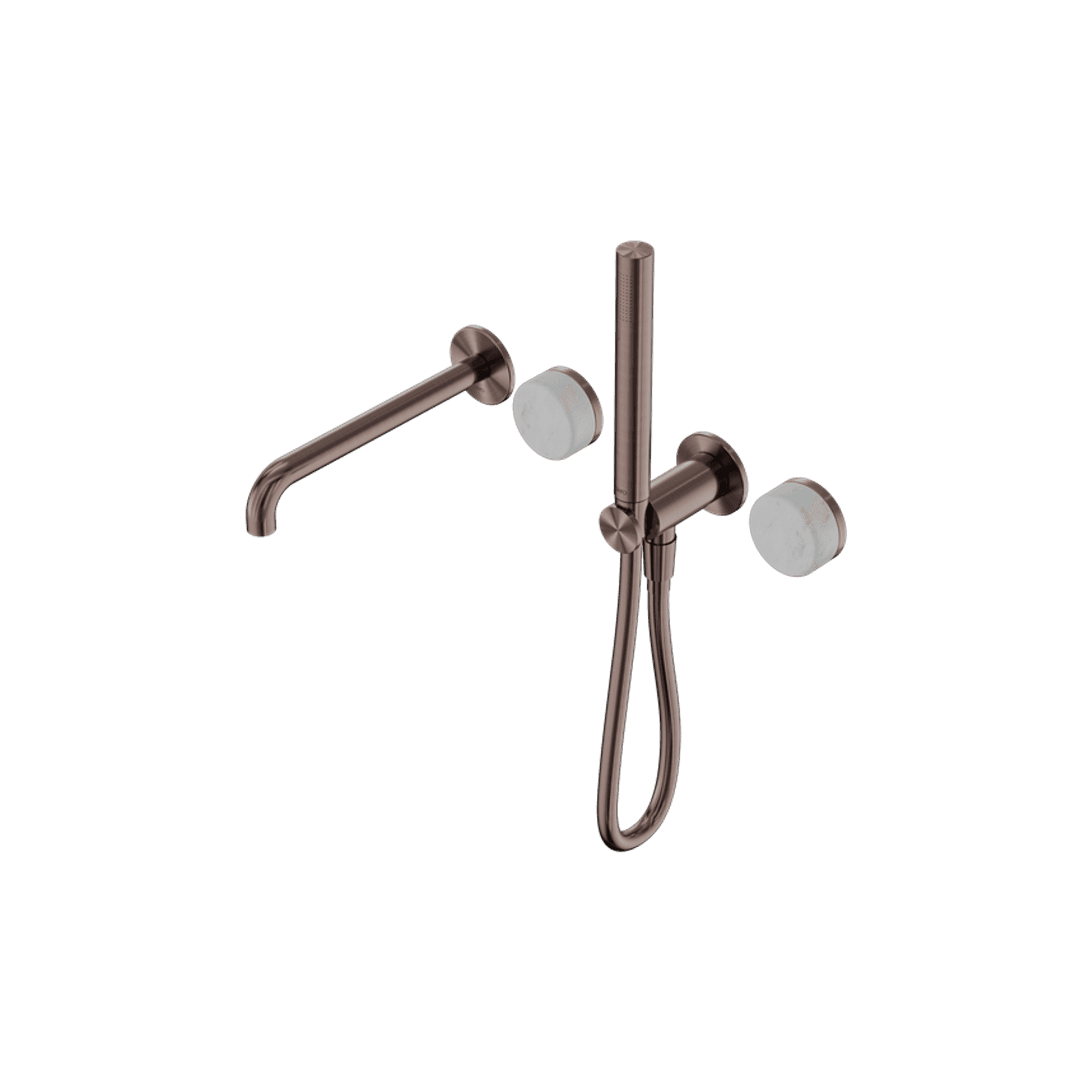 Serenity Shower System Spout Carrara Handle And Slim Shower Brushed Bronze