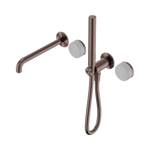 Serenity Shower System Spout Carrara Handle And Slim Shower Brushed Bronze
