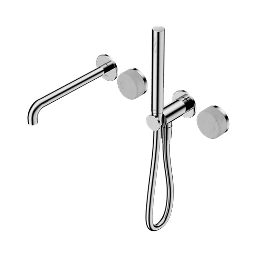 Serenity Shower System Spout Carrara Handle And Slim Shower Chrome