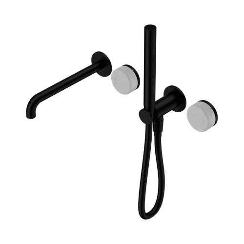 Serenity Shower System Spout Carrara Handle And Slim Shower Matte Black