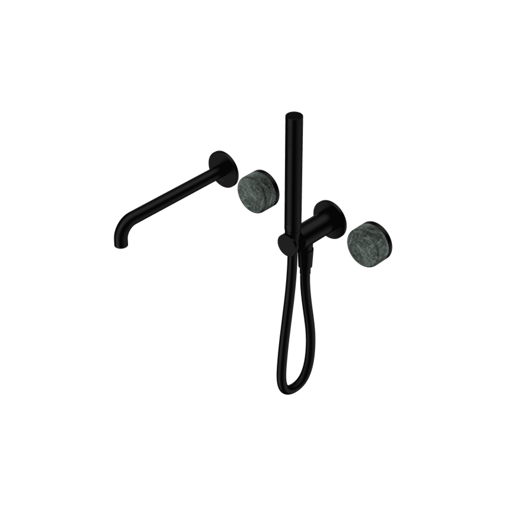 Serenity Shower System Spout Verde Alpi Handle And Slim Shower Matte Black