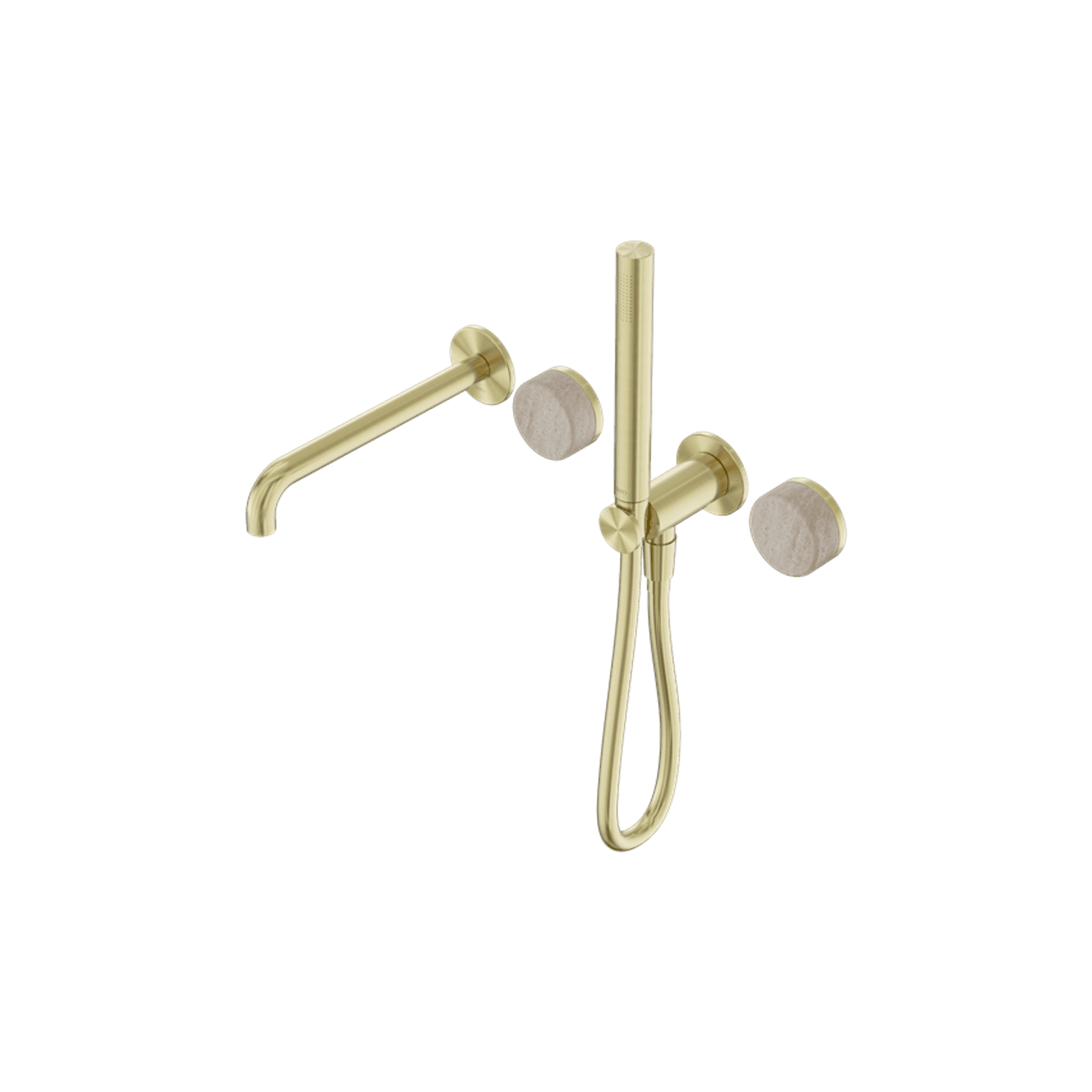 Serenity Shower System Spout Rome Travertine Handle And Slim Shower Brushed Gold