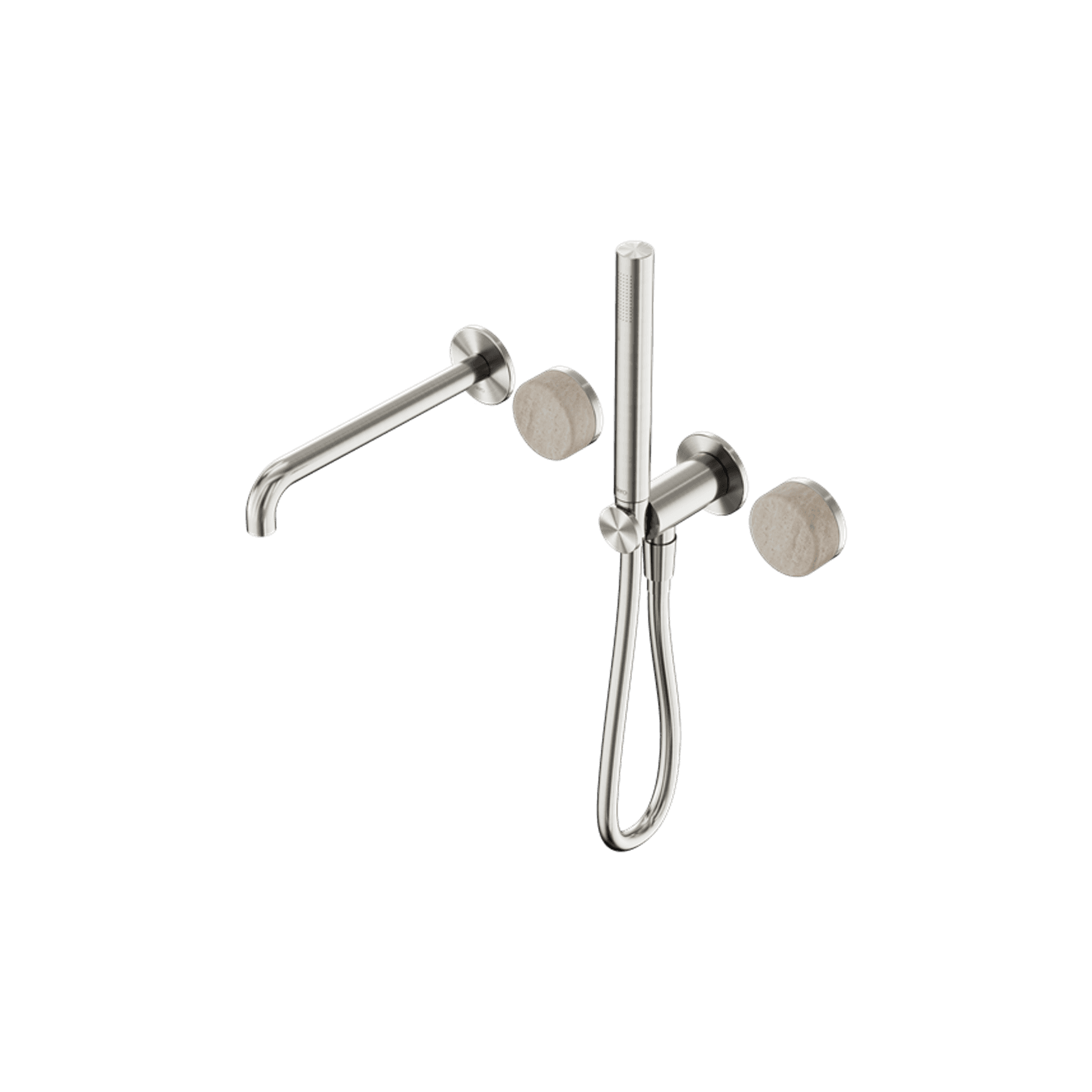 Serenity Shower System Spout Rome Travertine Handle And Slim Shower Brushed Nickel