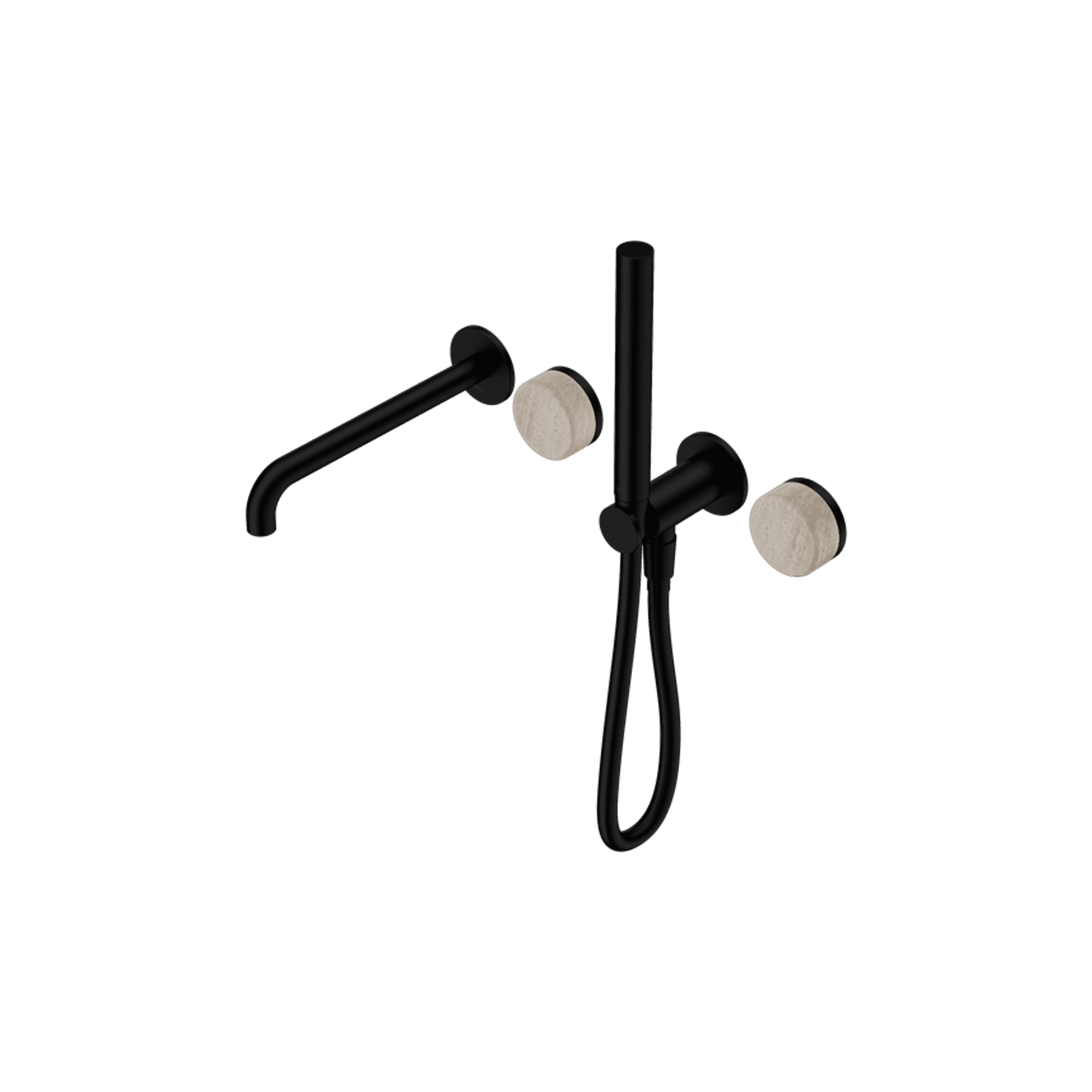 Serenity Shower System Spout Rome Travertine Handle And Slim Shower Matte Black
