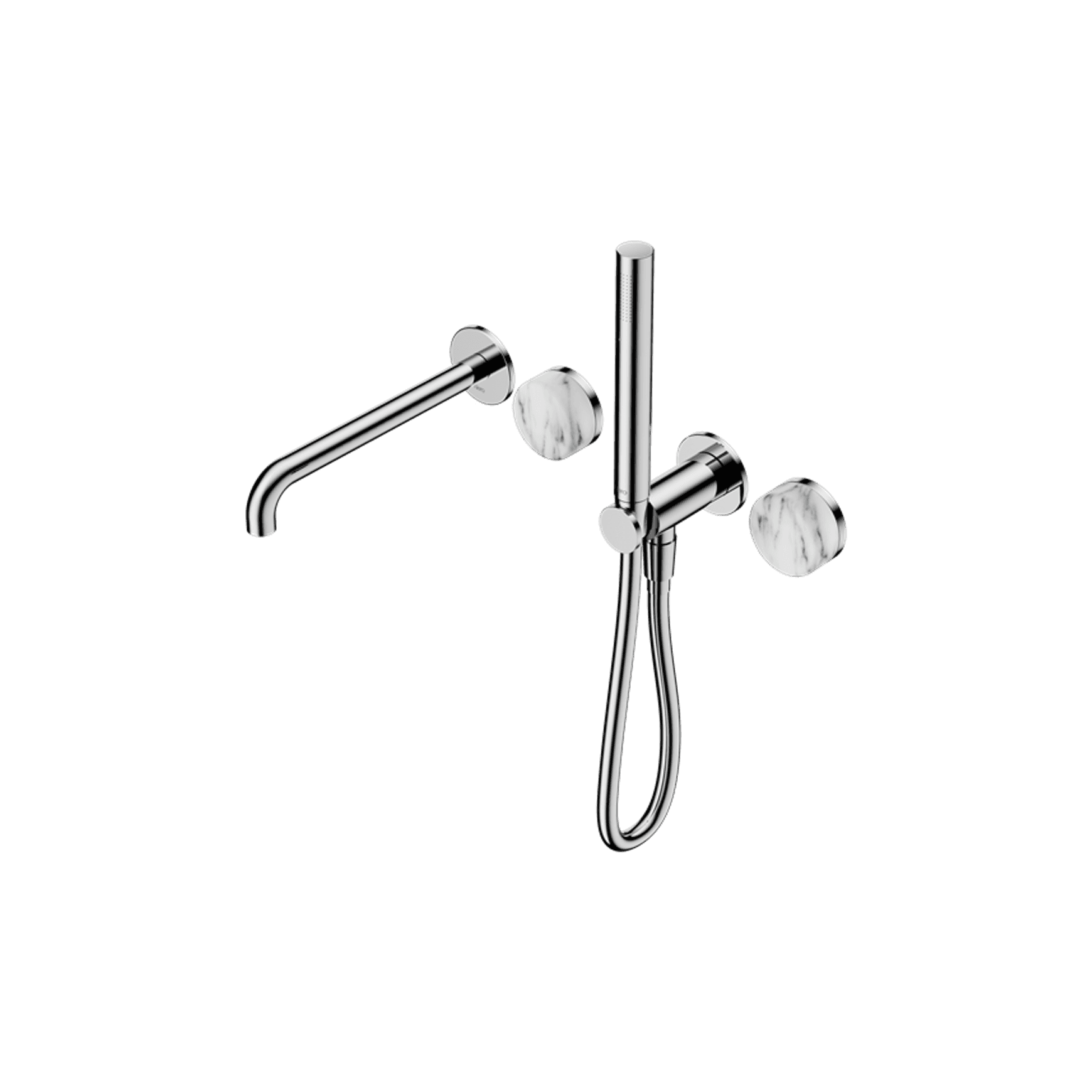 Serenity Shower System Spout Arabescato Corchia Handle And Slim Shower Chrome