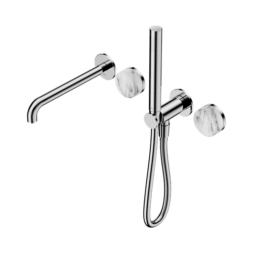 Serenity Shower System Spout Arabescato Corchia Handle And Slim Shower Chrome