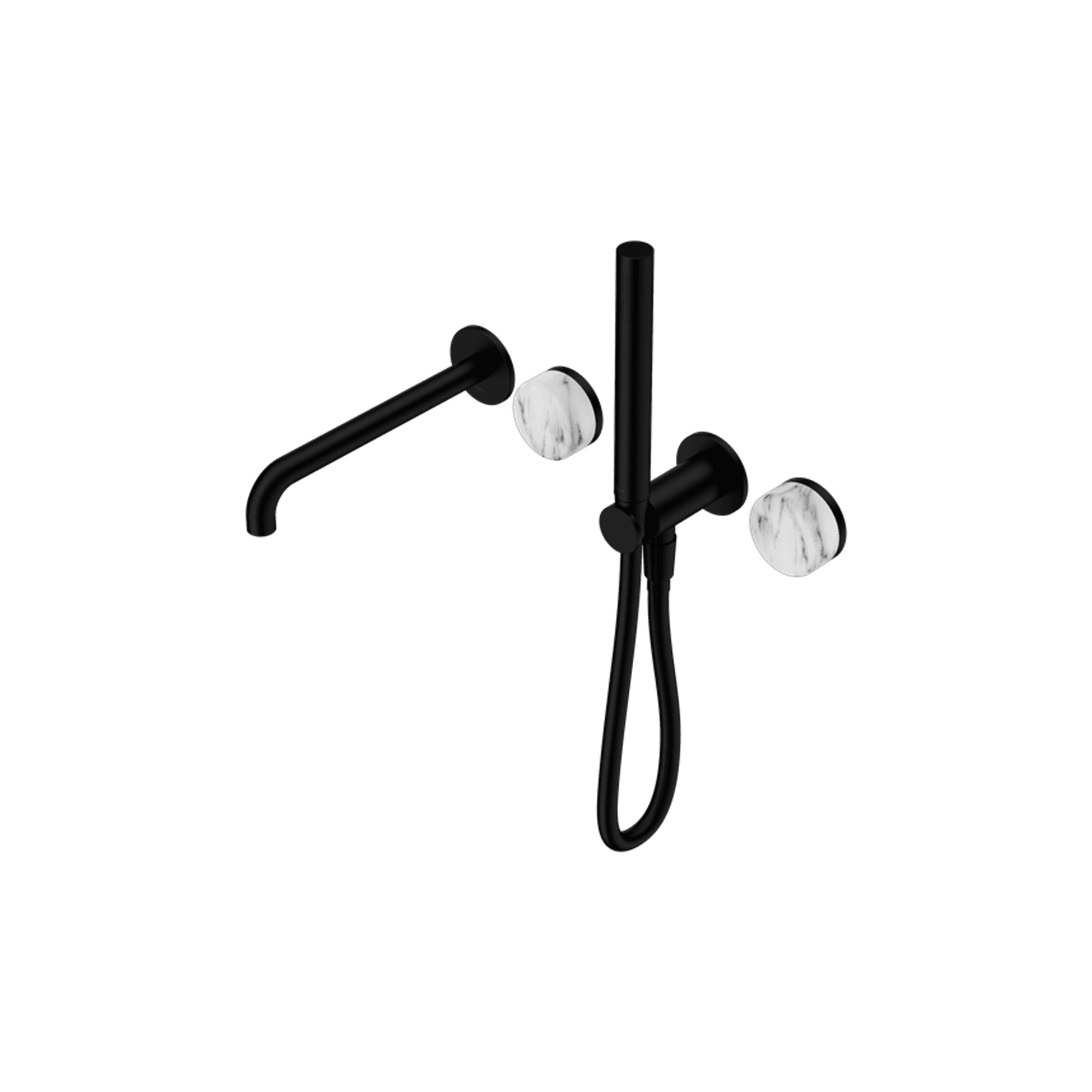 Serenity Shower System Spout Arabescato Corchia Handle And Slim Shower Matte Black