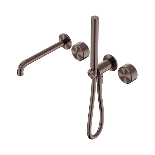 Serenity Shower System Spout Metal Handle And Slim Shower Brushed Bronze