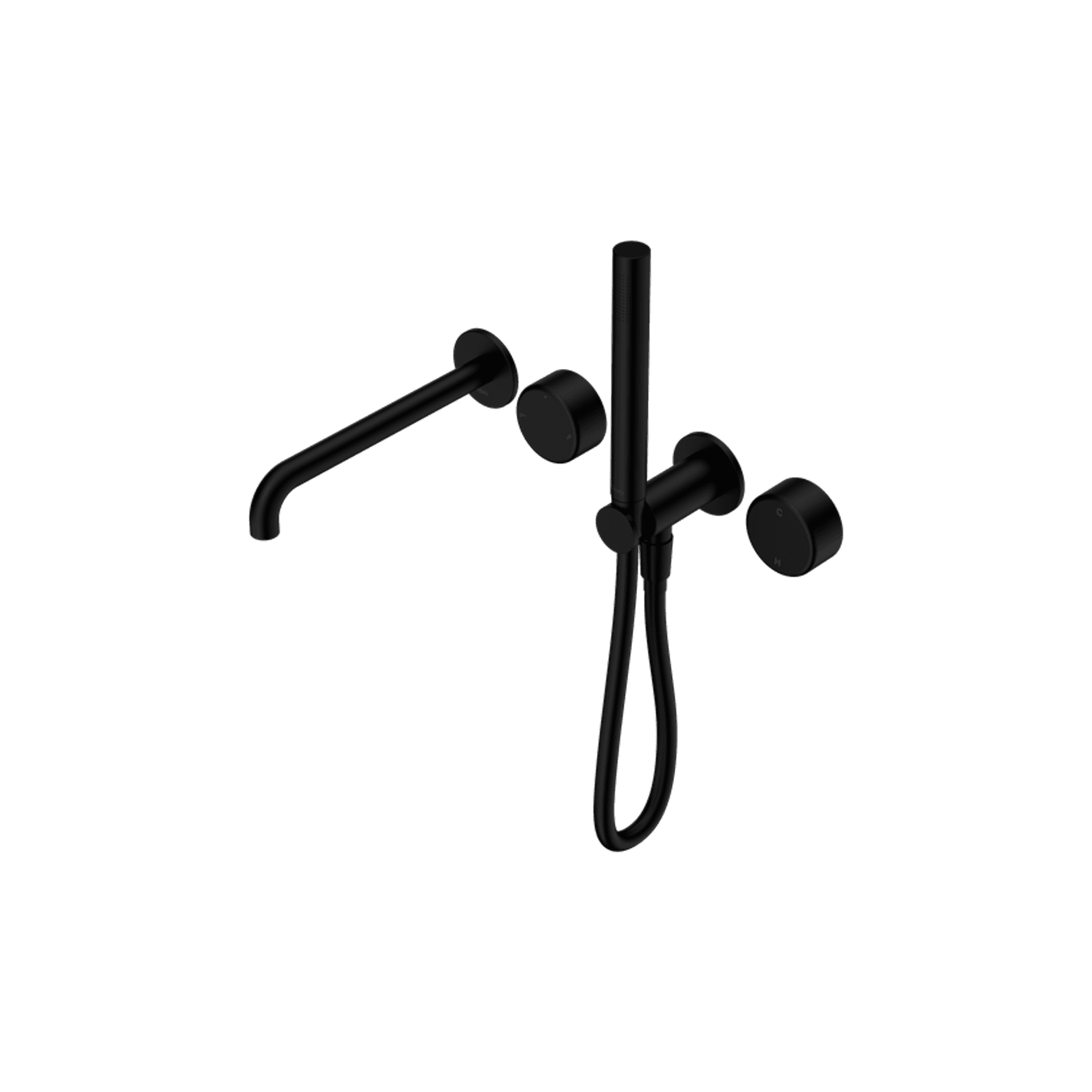 Serenity Shower System Spout Metal Handle And Slim Shower Matte Black