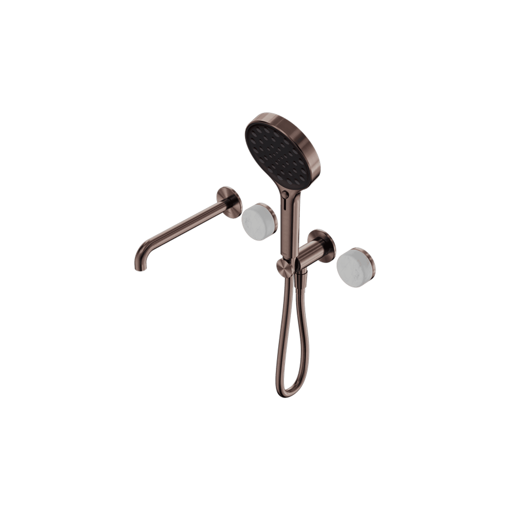 Serenity Shower System Spout Carrara Handle And Serenity Hand Shower Brushed Bronze