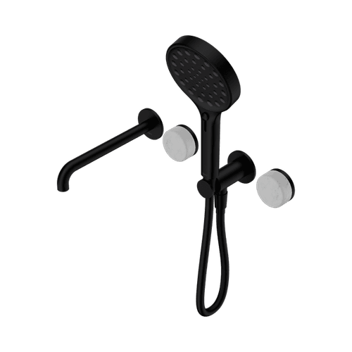 Serenity Shower System Spout Carrara Handle And Serenity Hand Shower Matte Black