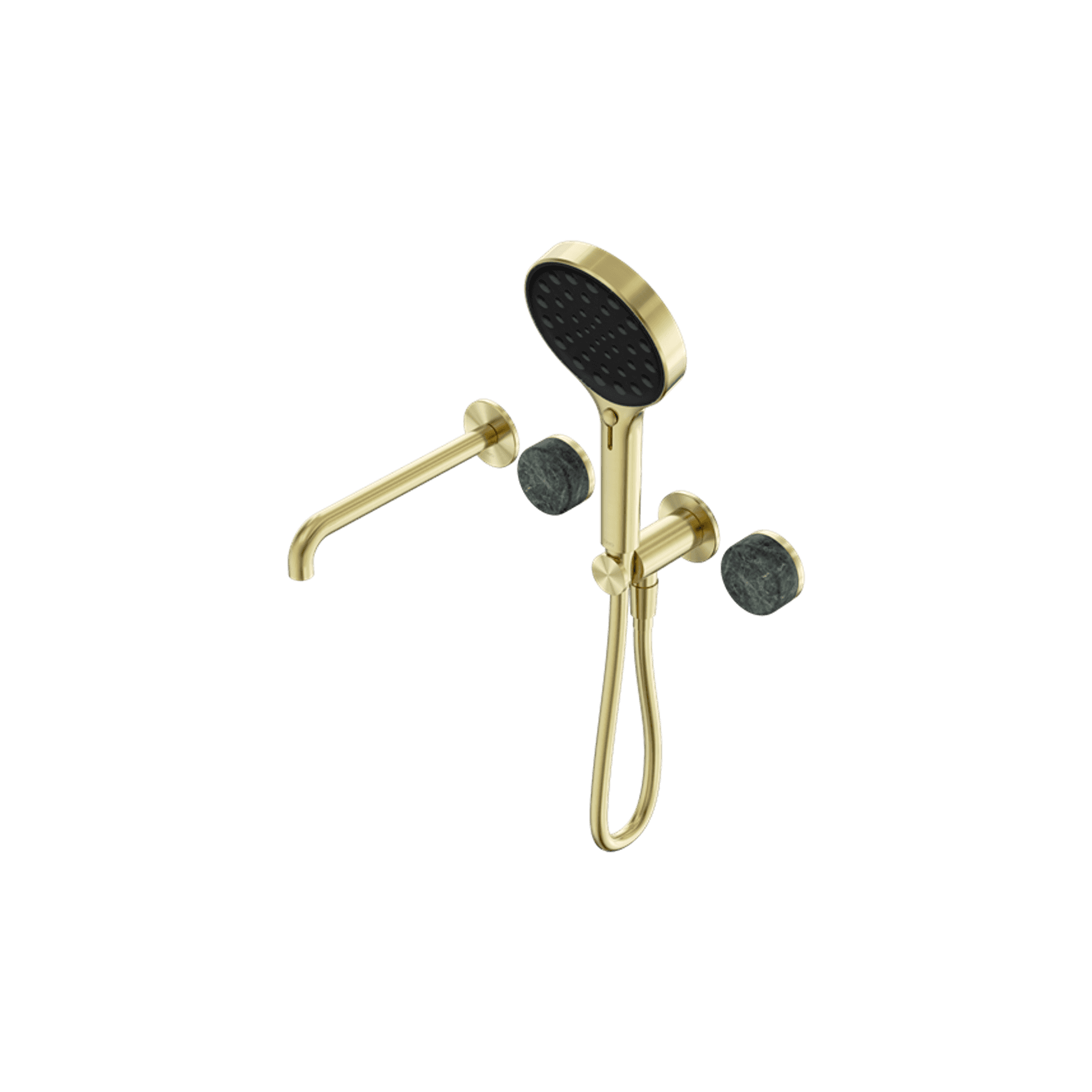 Serenity Shower System Spout Verde Alpi Handle And Serenity Hand Shower Brushed Gold