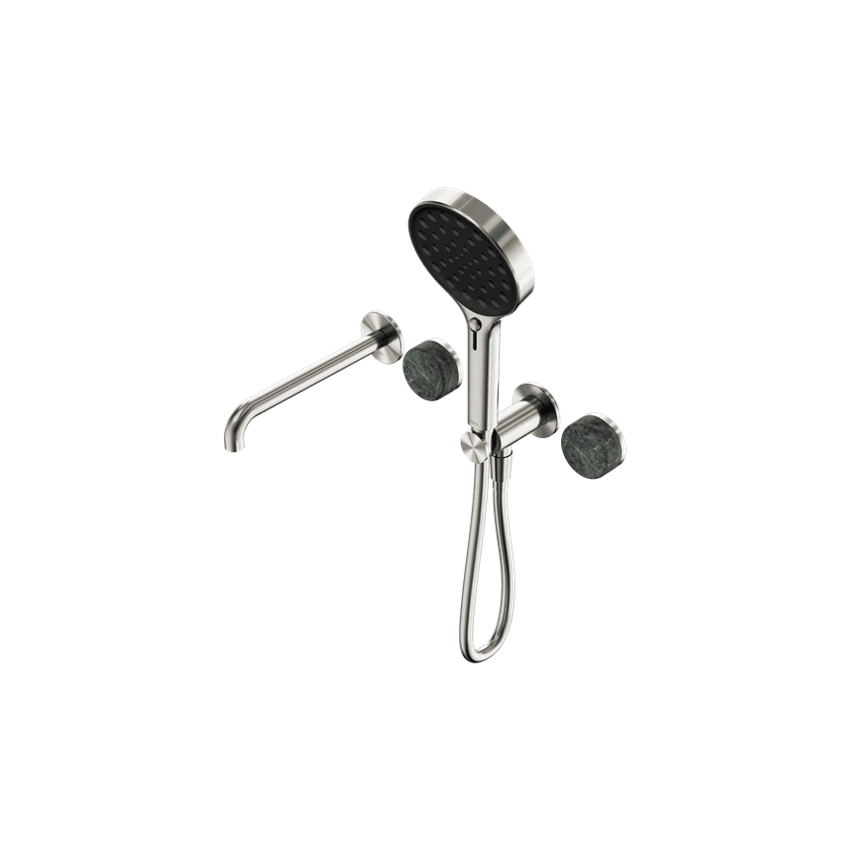 Serenity Shower System Spout Verde Alpi Handle And Serenity Hand Shower Brushed Nickel