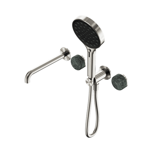 Serenity Shower System Spout Verde Alpi Handle And Serenity Hand Shower Brushed Nickel