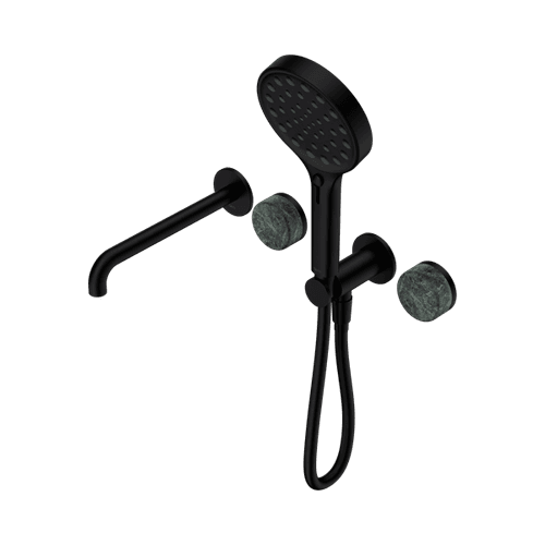 Serenity Shower System Spout Verde Alpi Handle And Serenity Hand Shower Matte Black