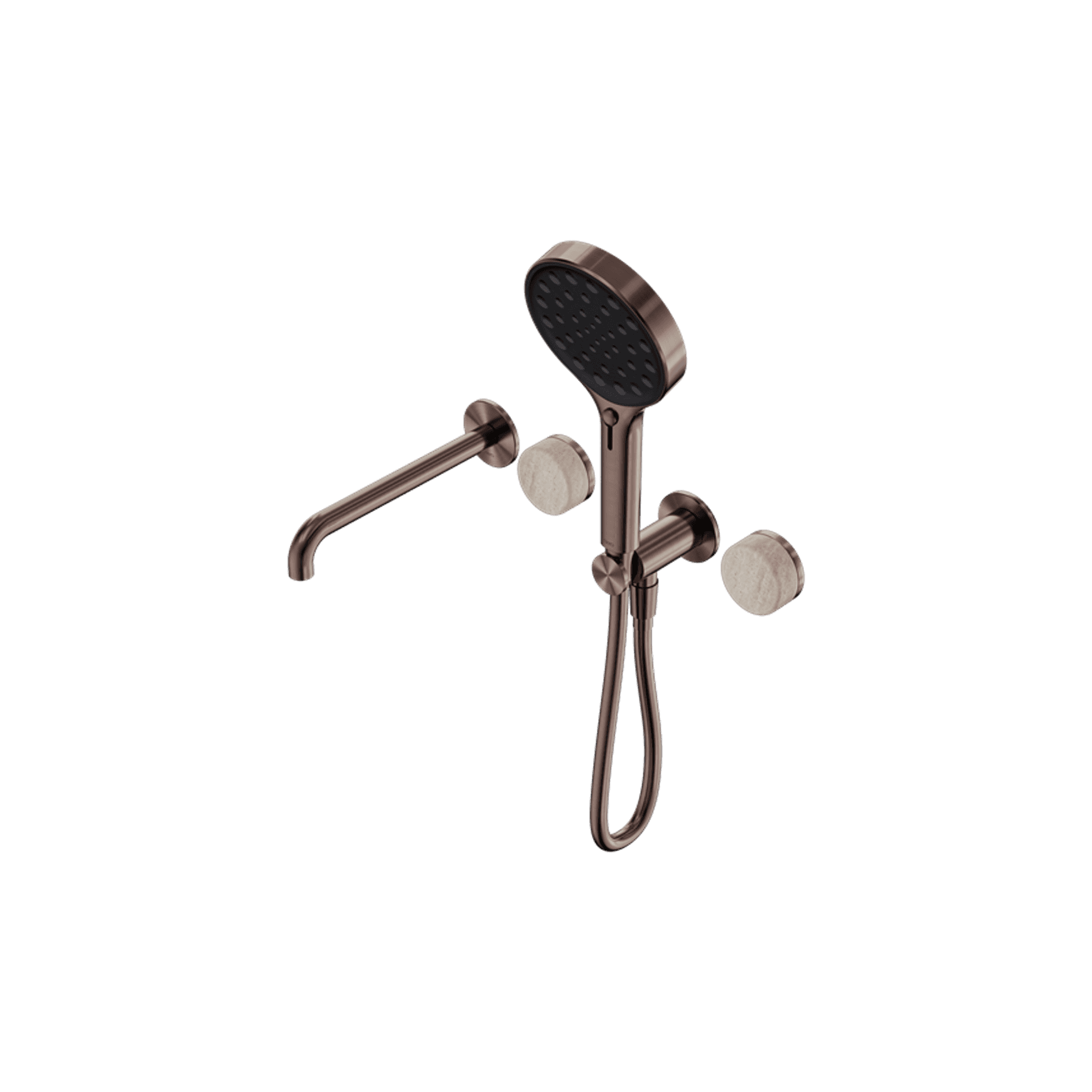 Serenity Shower System Spout Rome Travertine Handle And Serenity Hand Shower Brushed Bronze
