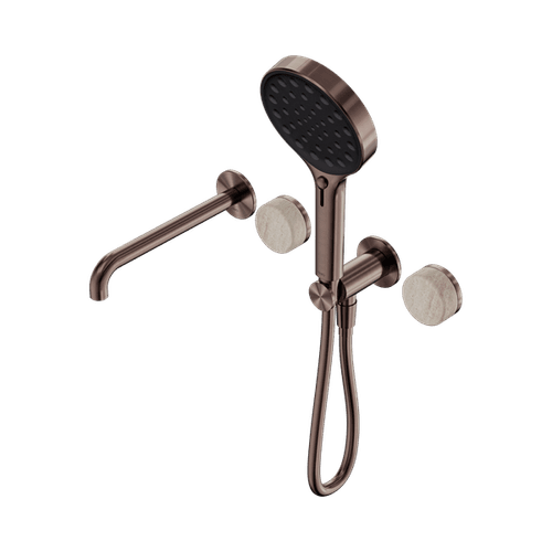 Serenity Shower System Spout Rome Travertine Handle And Serenity Hand Shower Brushed Bronze