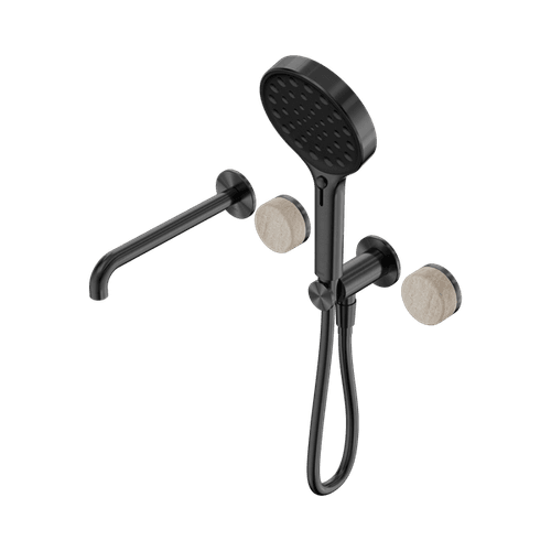 Serenity Shower System Spout Rome Travertine Handle And Serenity Hand Shower Gun Metal