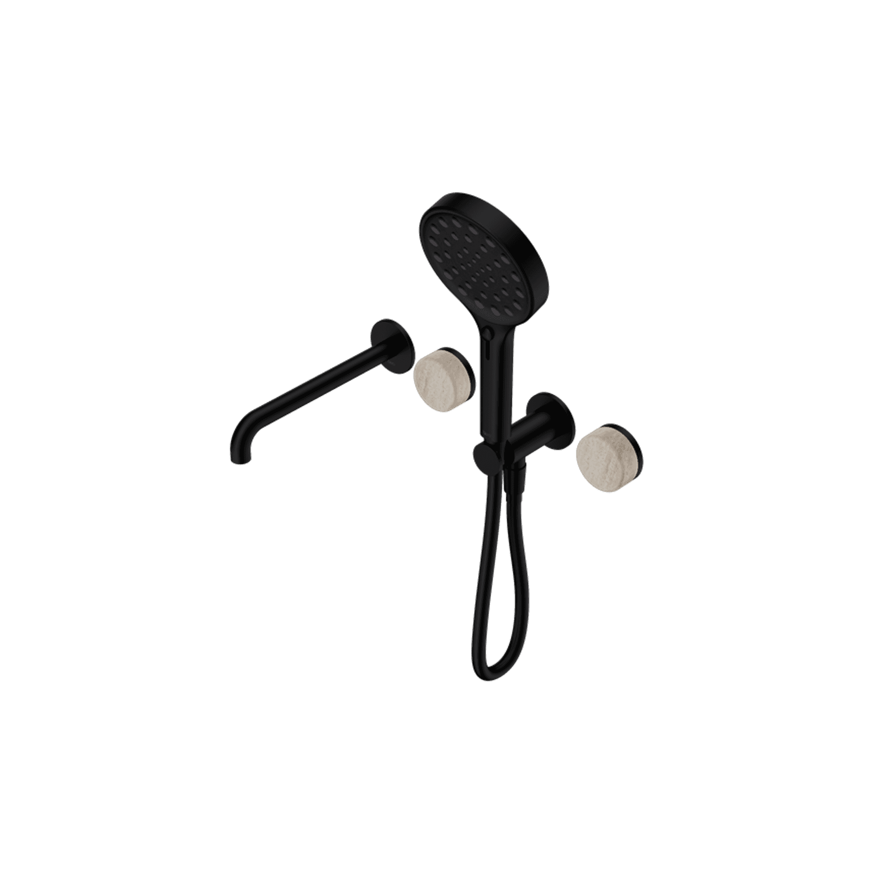 Serenity Shower System Spout Rome Travertine Handle And Serenity Hand Shower Matte Black