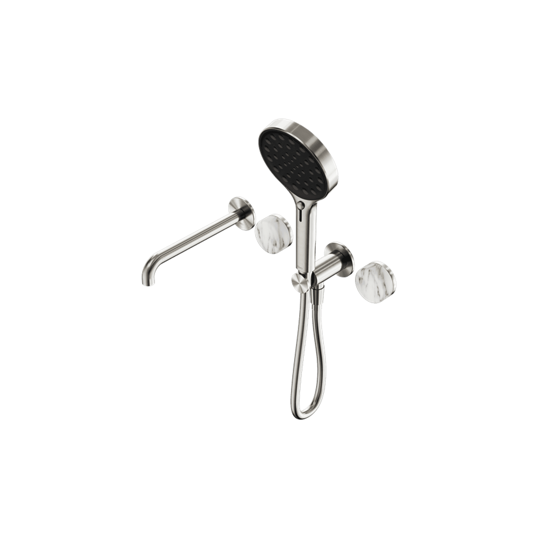 Serenity Shower System Spout Arabescato Corchia Handle And Serenity Hand Shower Brushed Nickel