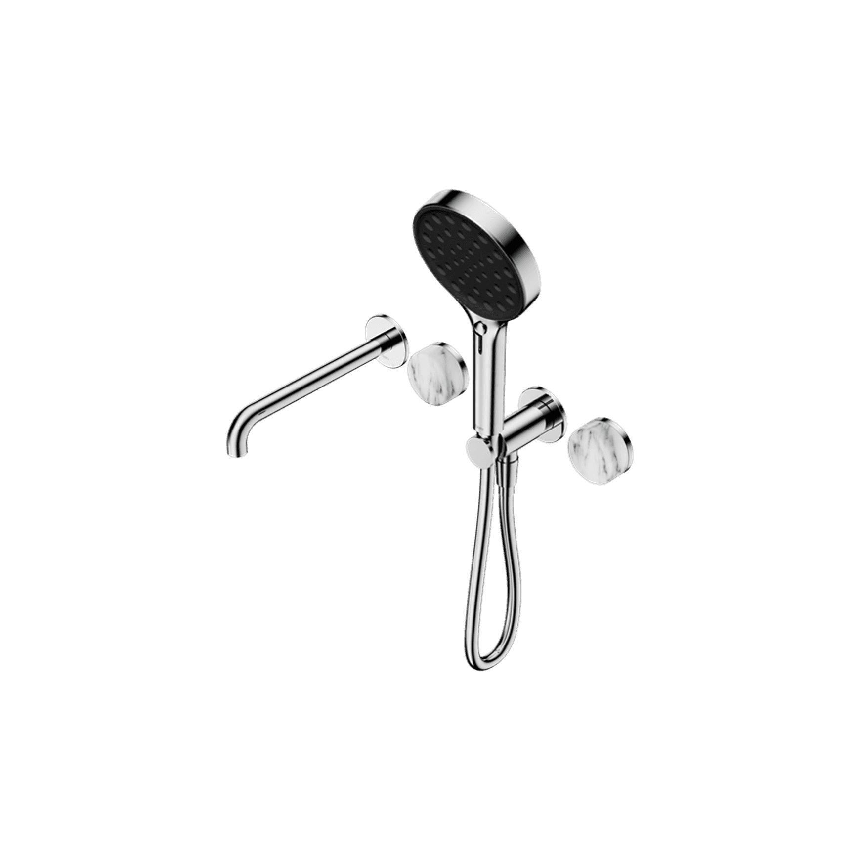 Serenity Shower System Spout Arabescato Corchia Handle And Serenity Hand Shower Chrome