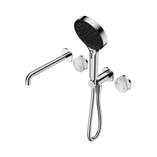 Serenity Shower System Spout Arabescato Corchia Handle And Serenity Hand Shower Chrome