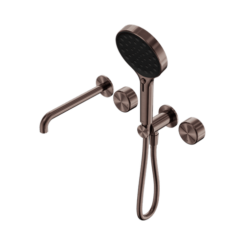 Serenity Shower System Spout Metal Handle And Serenity Hand Shower Brushed Bronze
