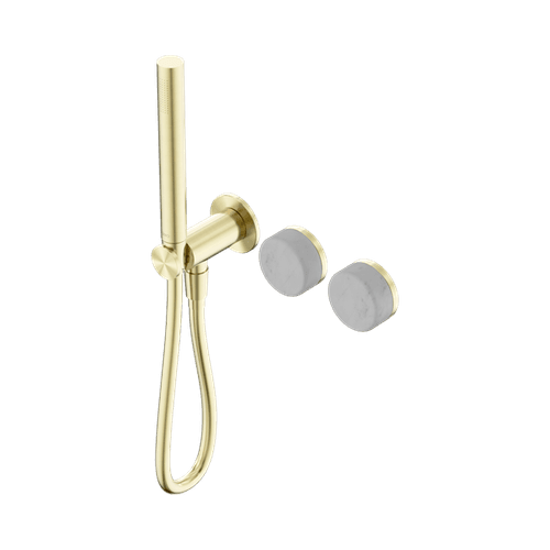 Serenity Shower System Carrara Handle And Slim Shower Brushed Gold