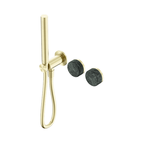 Serenity Shower System Verde Alpi Handle And Slim Shower Brushed Gold