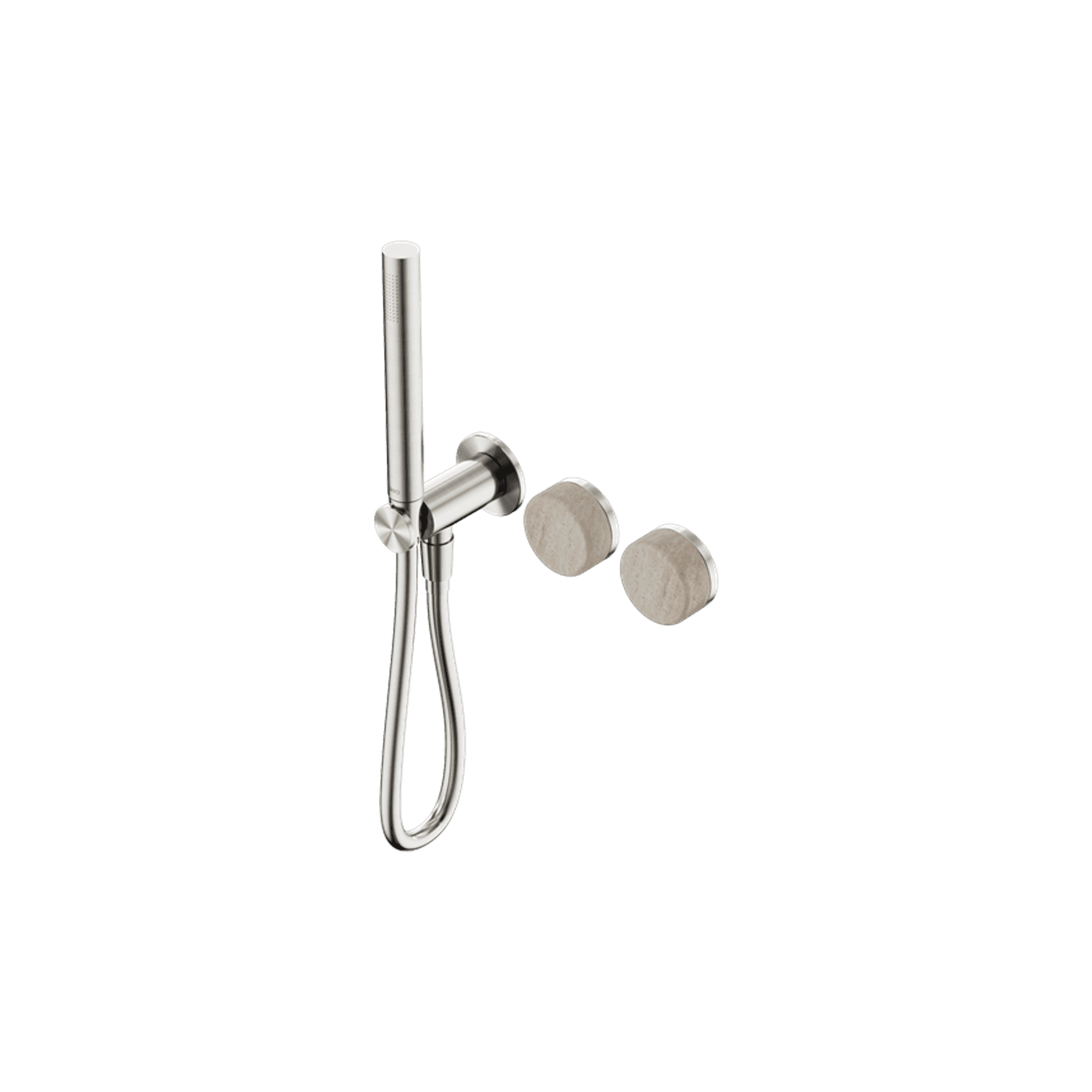 Serenity Shower System Rome Travertine Handle And Slim Shower Brushed Nickel