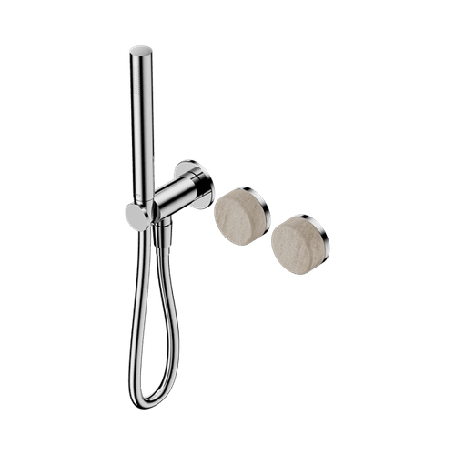 Serenity Shower System Rome Travertine Handle And Slim Shower Chrome