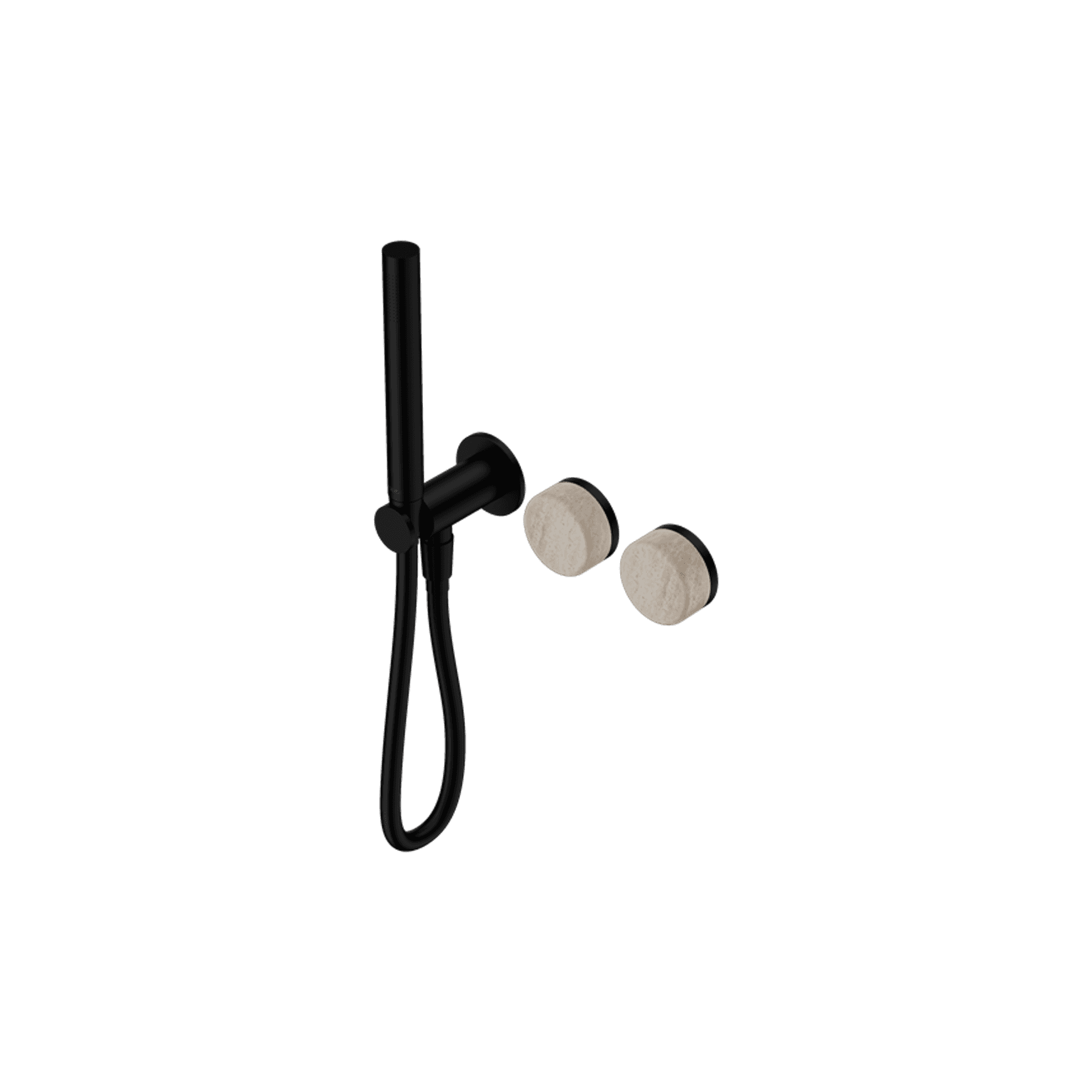 Serenity Shower System Rome Travertine Handle And Slim Shower Matte Black