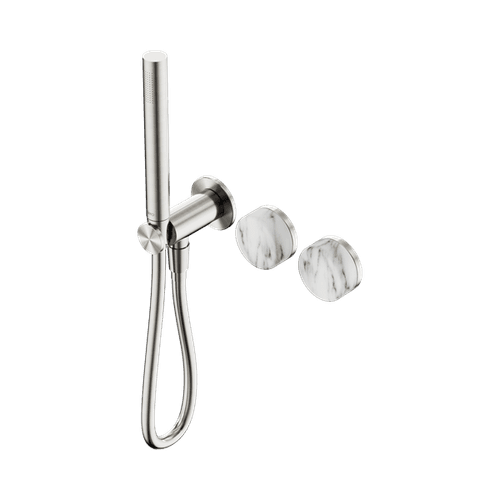 Serenity Shower System Arabescato Corchia Handle And Slim Shower Brushed Nickel