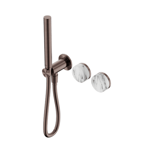 Serenity Shower System Arabescato Corchia Handle And Slim Shower Brushed Bronze