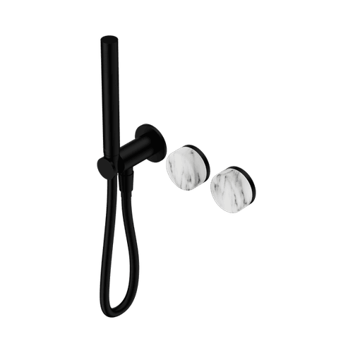 Serenity Shower System Arabescato Corchia Handle And Slim Shower Matte Black