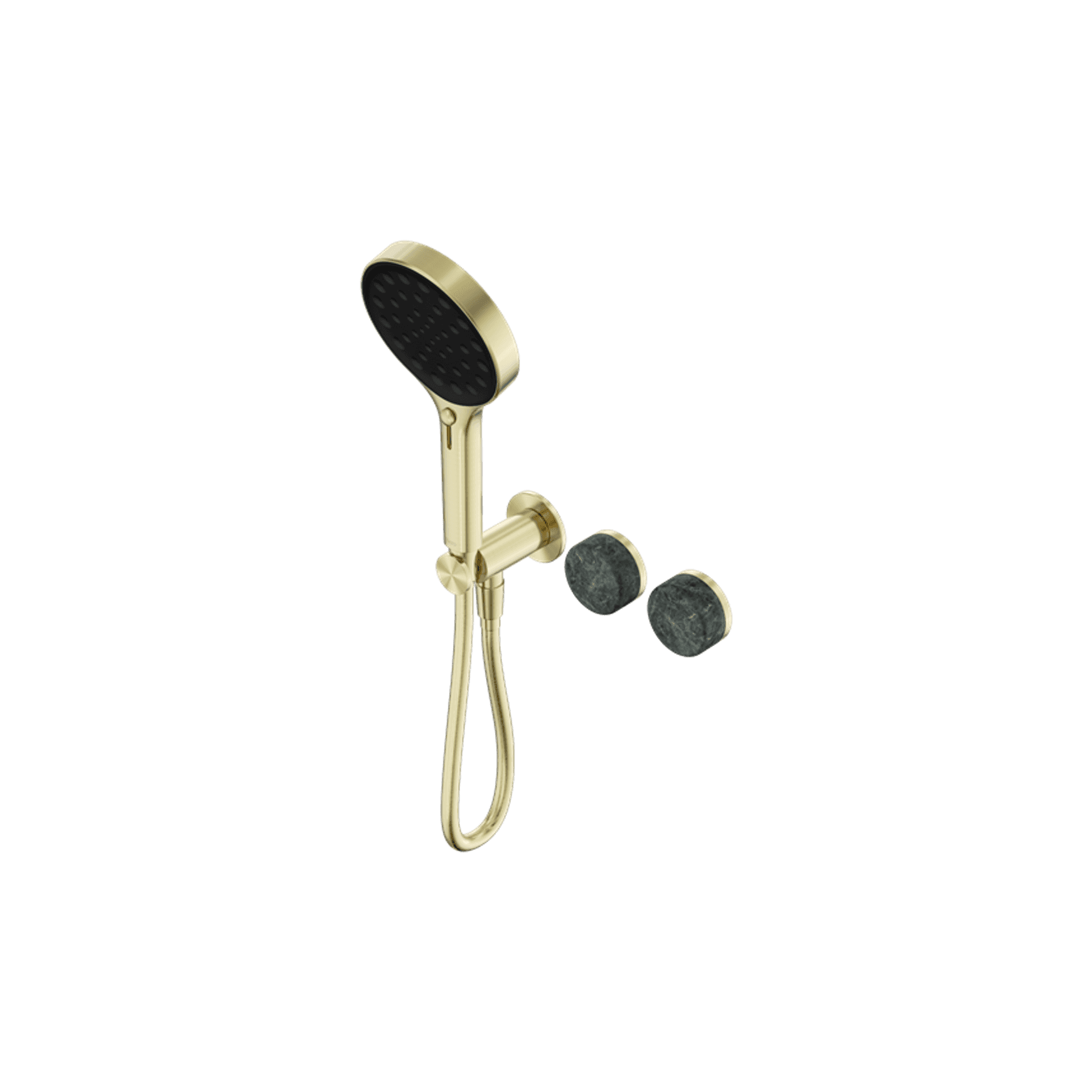 Serenity Shower System Verde Alpi Handle And Serenity Hand Shower Brushed Gold