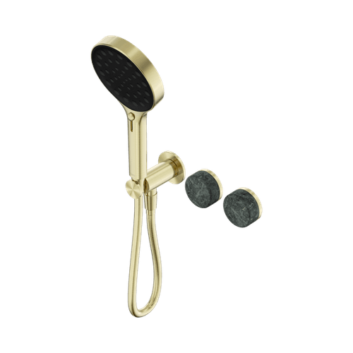 Serenity Shower System Verde Alpi Handle And Serenity Hand Shower Brushed Gold