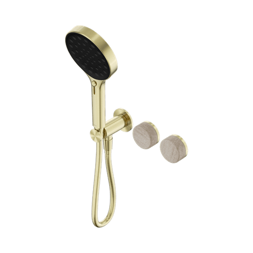 Serenity Shower System Rome Travertine Handle And Serenity Hand Shower Brushed Gold