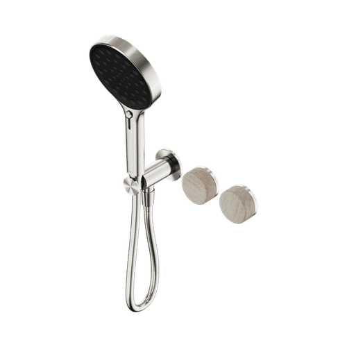 Serenity Shower System Rome Travertine Handle And Serenity Hand Shower Brushed Nickel