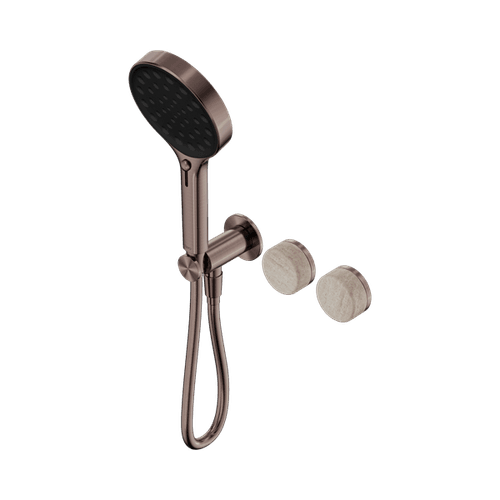 Serenity Shower System Rome Travertine Handle And Serenity Hand Shower Brushed Bronze