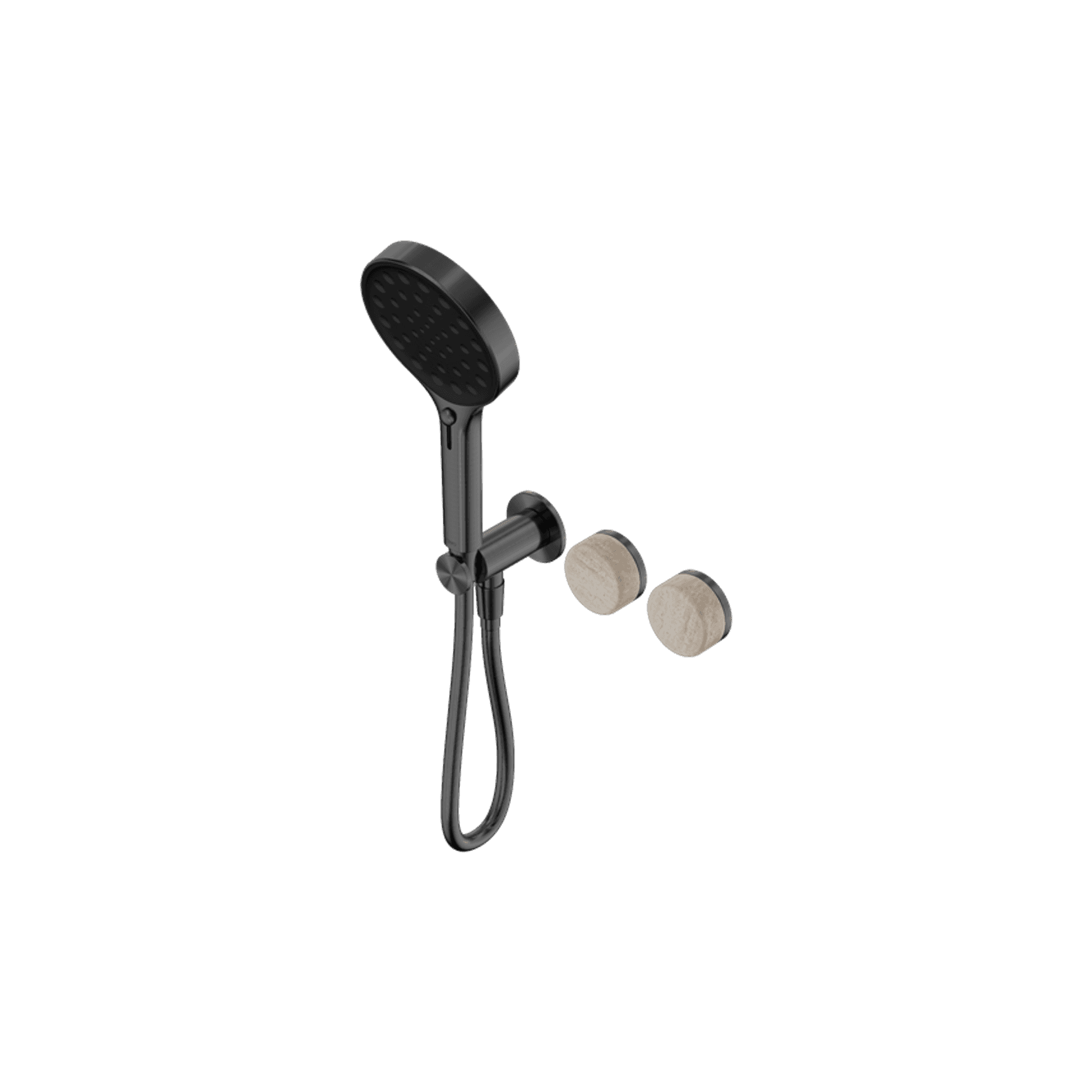 Serenity Shower System Rome Travertine Handle And Serenity Hand Shower Gun Metal