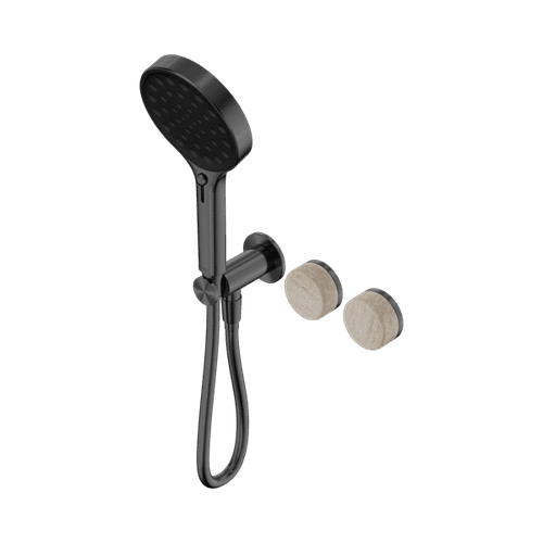 Serenity Shower System Rome Travertine Handle And Serenity Hand Shower Gun Metal