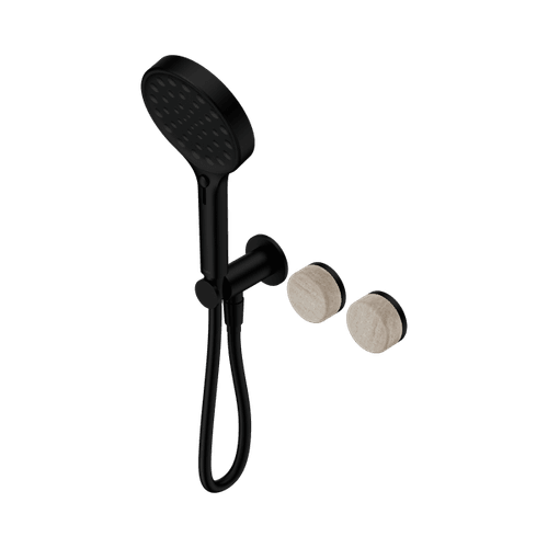 Serenity Shower System Rome Travertine Handle And Serenity Hand Shower Matte Black