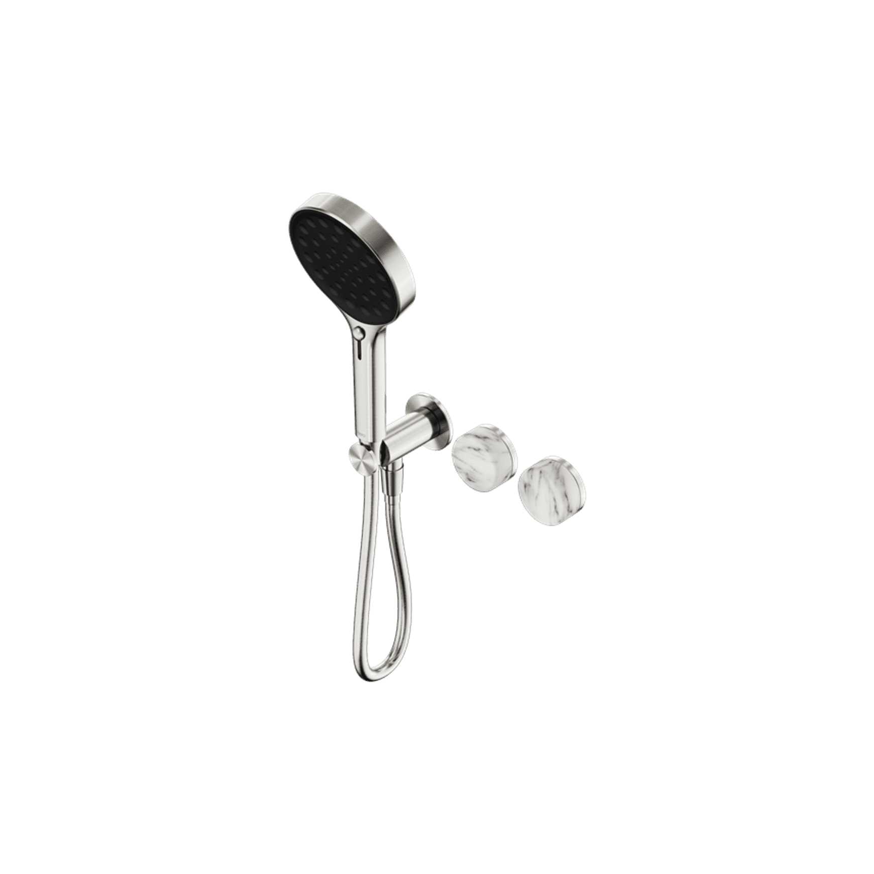 Serenity Shower System Arabescato Corchia Handle And Serenity Hand Shower Brushed Nickel