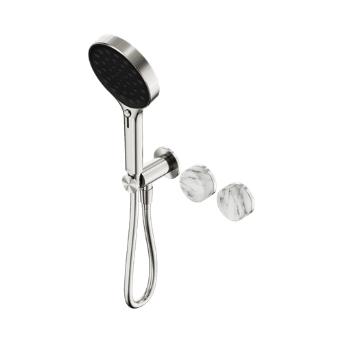 Serenity Shower System Arabescato Corchia Handle And Serenity Hand Shower Brushed Nickel