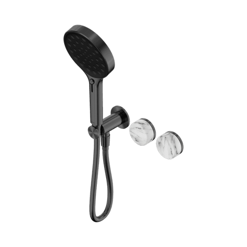 Serenity Shower System Arabescato Corchia Handle And Serenity Hand Shower Gun Metal