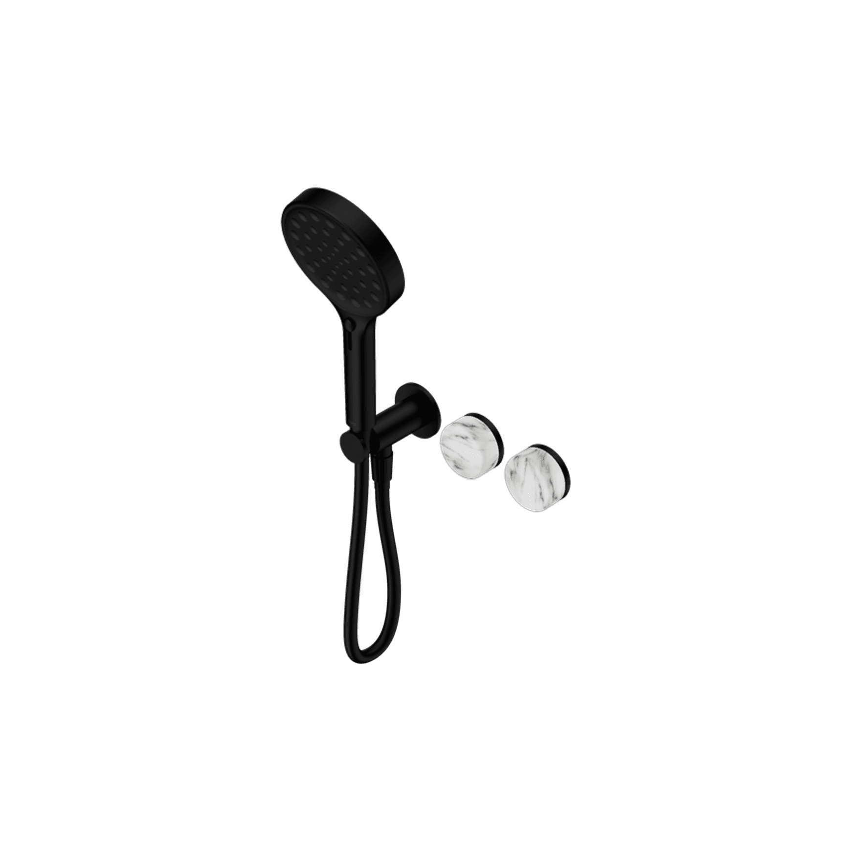 Serenity Shower System Arabescato Corchia Handle And Serenity Hand Shower Matte Black
